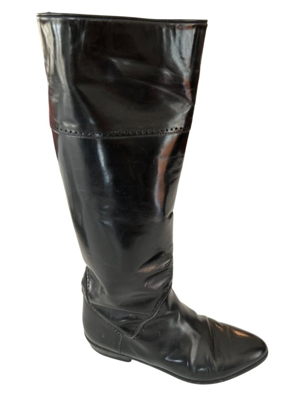 Vintage Vaneli Size 7.5 Black Patent Leather Knee High Riding Boots Equestrian - Picture 2 of 9